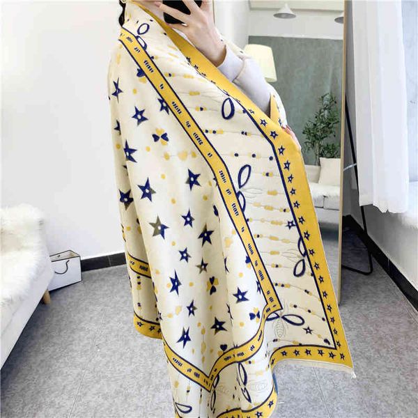 classic style five pointed star scarf female autumn and korean version thickened warm tassel shawl double-sided office bib, Blue;gray
classic style five pointed star scarf female autumn and korean version thickened warm tassel shawl double-sided office bib, Blue;gray