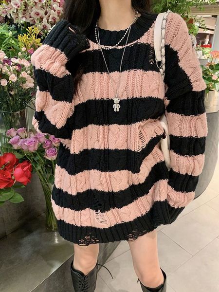 women's knits tees deeptown y2k korean fashion pink knitted oversized sweaters women harajuku hollow out jumper loose casual lazy wind, White
women's knits tees deeptown y2k korean fashion pink knitted oversized sweaters women harajuku hollow out jumper loose casual lazy wind, White