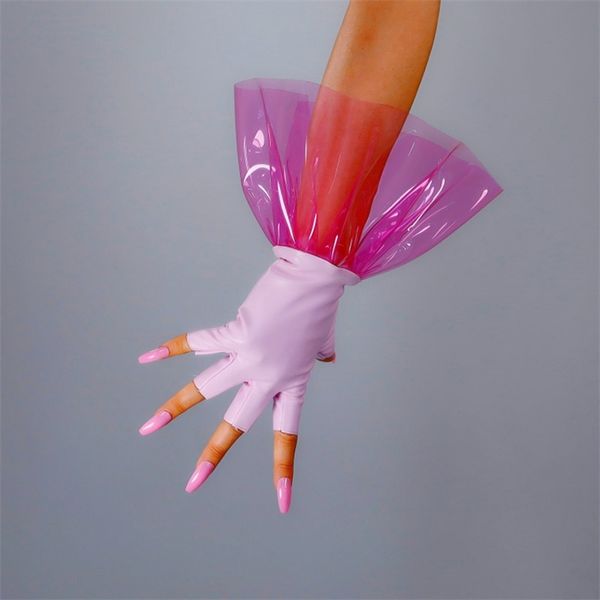 five fingers gloves female 28cm short style faux leather red splicing pvc plastic half finger women semi-finger wpu333 220912, Blue;gray
five fingers gloves female 28cm short style faux leather red splicing pvc plastic half finger women semi-finger wpu333 220912, Blue;gray