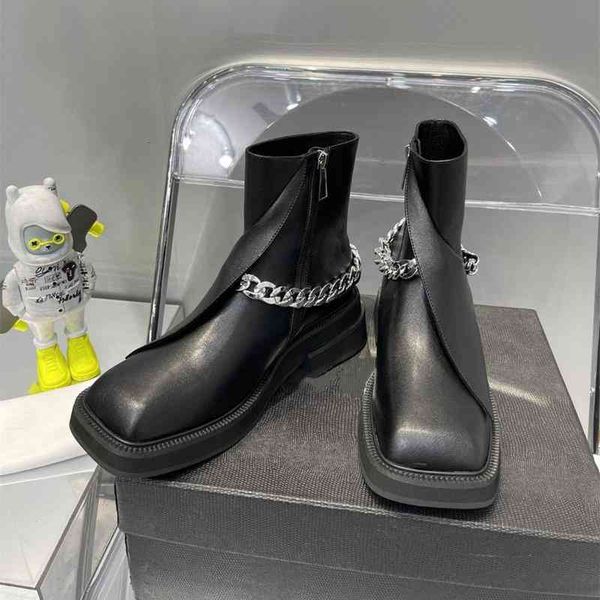 boots european short boots women's early autumn metal chain thick heel british square head bottom chelsea, Black
boots european short boots women's early autumn metal chain thick heel british square head bottom chelsea, Black