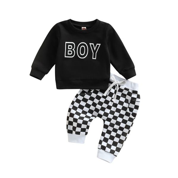 baby clothes set black letter boy printed round neck long sleeve plaid elastic pants sets kidis clothing, White
baby clothes set black letter boy printed round neck long sleeve plaid elastic pants sets kidis clothing, White