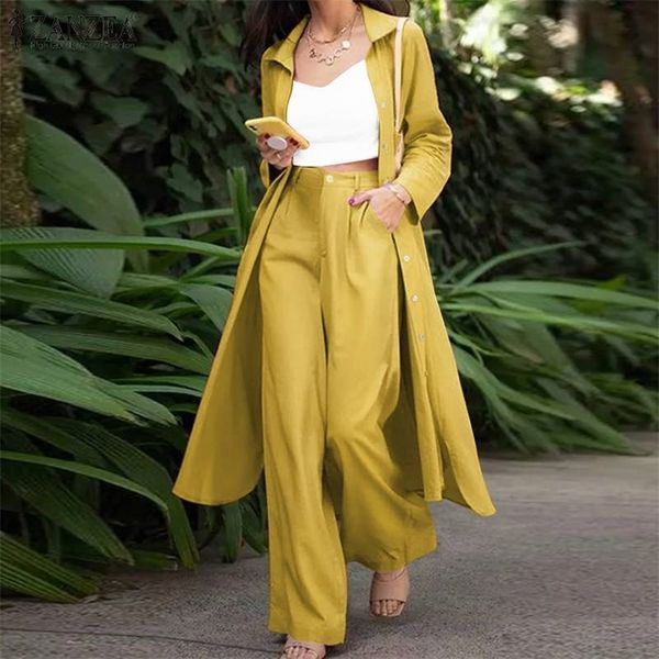 women's two piece pants zanzea stylish matching sets women long sleeve split blouses lapel button shirts wide leg trousers tracksuit ou, White
women's two piece pants zanzea stylish matching sets women long sleeve split blouses lapel button shirts wide leg trousers tracksuit ou, White