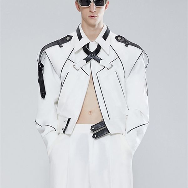 men's leather faux leather mauroicardi spring autumn short patchwork leather jackets for men long sleeve runway cool luxury designer cl, Black
men's leather faux leather mauroicardi spring autumn short patchwork leather jackets for men long sleeve runway cool luxury designer cl, Black