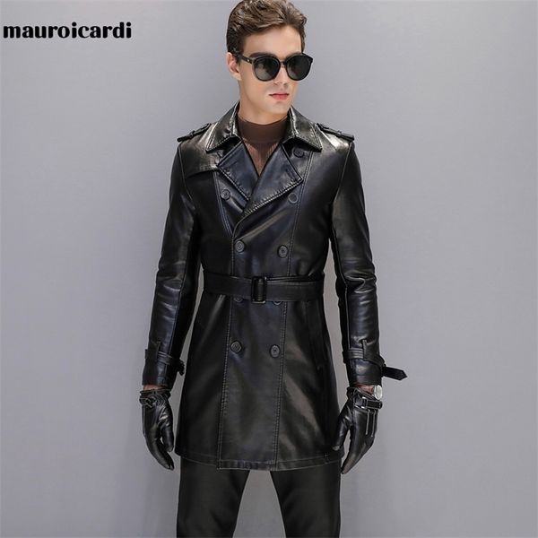 men's leather faux leather mauroicardi autumn black faux leather trench coat men long sleeve belt double breasted brown plus size men c
men's leather faux leather mauroicardi autumn black faux leather trench coat men long sleeve belt double breasted brown plus size men c