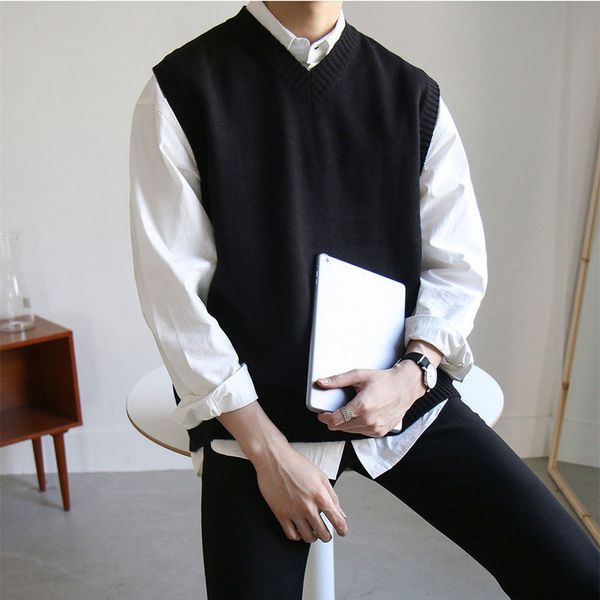 men s sweaters autumn fashion solid sweater vest students knitted sleevess jumpers male v neck casual waistcoat p605 220912, White;black
men s sweaters autumn fashion solid sweater vest students knitted sleevess jumpers male v neck casual waistcoat p605 220912, White;black