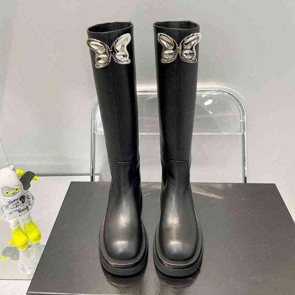 boots below knee boots women's butterfly button in autumn shows thin leather thick soled high and round toe, Black
boots below knee boots women's butterfly button in autumn shows thin leather thick soled high and round toe, Black