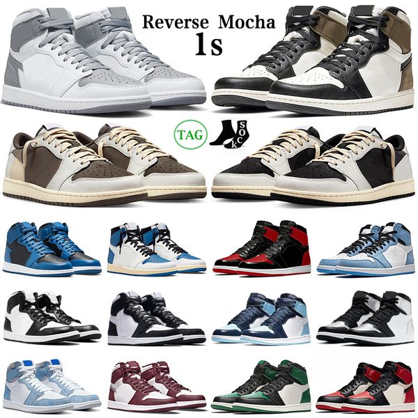 1 basketball shoes jumpman 1s lows travis scotts men women reverse mocha chicago black white bred patent sail black fragment mens trainers
1 basketball shoes jumpman 1s lows travis scotts men women reverse mocha chicago black white bred patent sail black fragment mens trainers