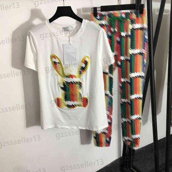 womens two piece pants rabbit embroidery pattern two-piece sets cotton short-sleeved t-shirt and colorful casual pants suit designer women c, White
womens two piece pants rabbit embroidery pattern two-piece sets cotton short-sleeved t-shirt and colorful casual pants suit designer women c, White