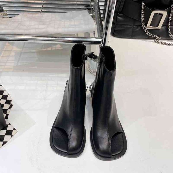 boots in summer the first layer of cowhide open toe cool boots high heels hollow thick british style super short, Black
boots in summer the first layer of cowhide open toe cool boots high heels hollow thick british style super short, Black