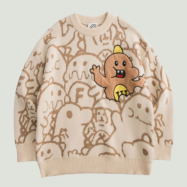 men's sweaters men's japanese knitted sweater vintage harajuku cute cartoon little monster jumper fashion streetwear loose pullove, White;black
men's sweaters men's japanese knitted sweater vintage harajuku cute cartoon little monster jumper fashion streetwear loose pullove, White;black
