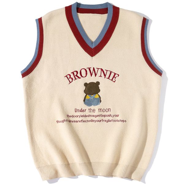 men s sweaters lacible men women streetwear bear back embroidered knitted vest harajuku casual loose sleeveless winter autumn 220912, White;black
men s sweaters lacible men women streetwear bear back embroidered knitted vest harajuku casual loose sleeveless winter autumn 220912, White;black