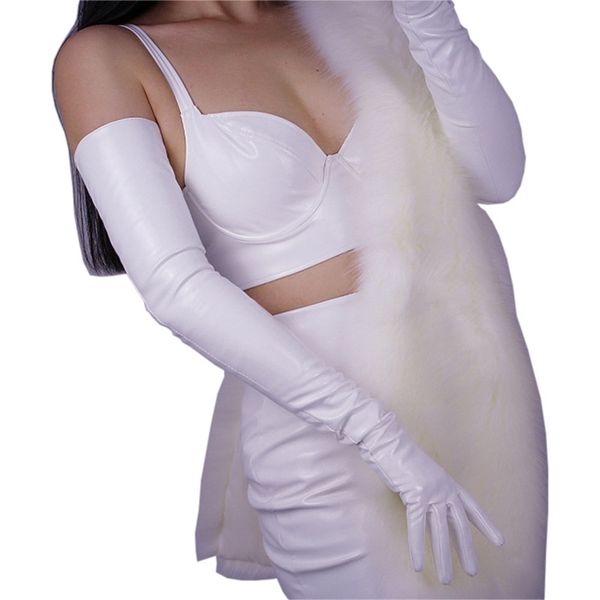 five fingers gloves patent leather long 70cm emulation elastic pu mirror bright white female wpu08 220912, Blue;gray
five fingers gloves patent leather long 70cm emulation elastic pu mirror bright white female wpu08 220912, Blue;gray