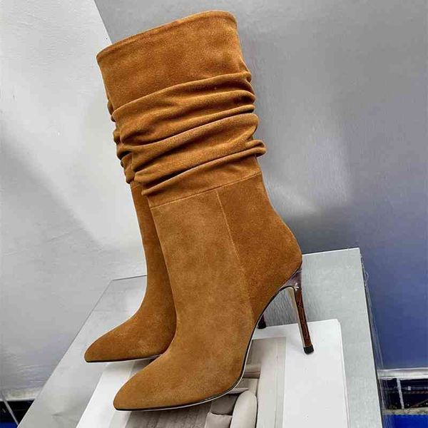 boots long tube women's boots autumn and winter pointed high heels stacked brown thin western cowboy, Black 
boots long tube women's boots autumn and winter pointed high heels stacked brown thin western cowboy, Black