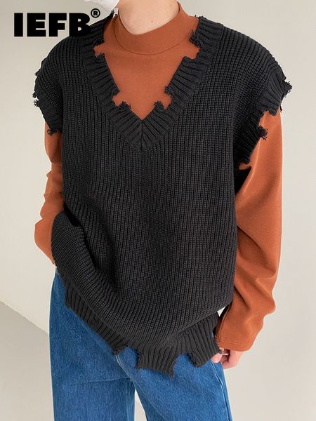 men s sweaters iefb v neck perforated men sweater vest autumn winter korean fashion solid color male pullover casual vintage 9a5345 220912, White;black
men s sweaters iefb v neck perforated men sweater vest autumn winter korean fashion solid color male pullover casual vintage 9a5345 220912, White;black