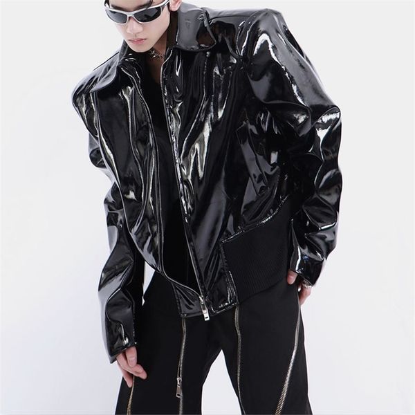 men's leather faux leather fall winter novelty technology warm faux leather jacket mens hip hop coats y2k clothing streetwear designe c, Black
men's leather faux leather fall winter novelty technology warm faux leather jacket mens hip hop coats y2k clothing streetwear designe c, Black