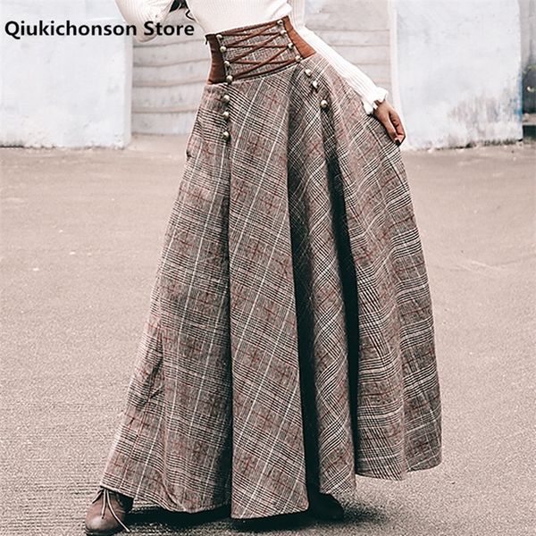 skirts french chic vintage high waisted button design back lace-up corset skirt women autumn winter thick a-line long maxi wool 220912, Black
skirts french chic vintage high waisted button design back lace-up corset skirt women autumn winter thick a-line long maxi wool 220912, Black