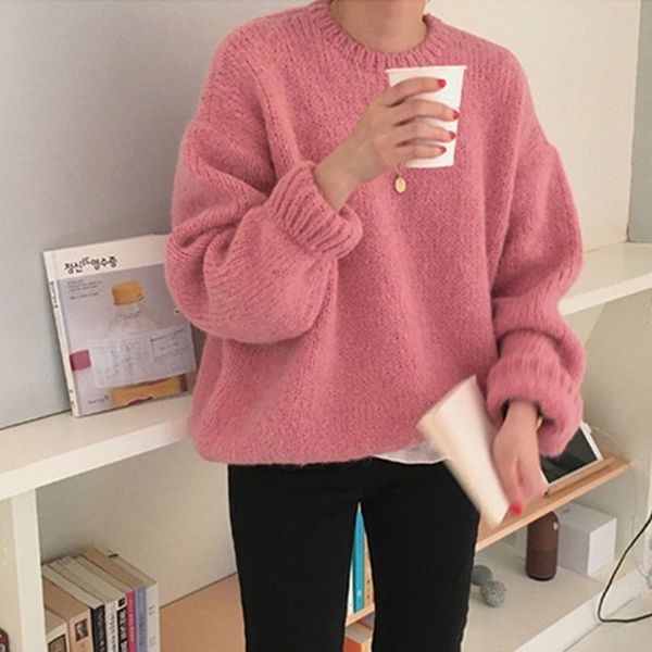 women's knits tees pink black women sweater knitted pullovers female knitting oversize long sleeve loose outerwear womens winter sweate, White
women's knits tees pink black women sweater knitted pullovers female knitting oversize long sleeve loose outerwear womens winter sweate, White