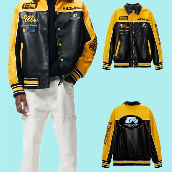 men's leather faux leather pb za fall/winter men's retro imitation leather motorcycle jacket baseball uniform trend cool patch dec, Black
men's leather faux leather pb za fall/winter men's retro imitation leather motorcycle jacket baseball uniform trend cool patch dec, Black