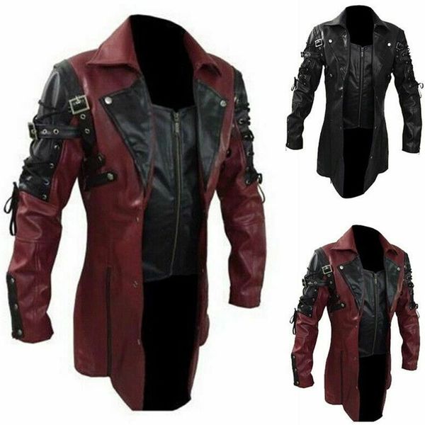 men's jackets eu size mens steampunk gothic pu leather trench coat jacket overcoat motorcycle blazer 220912, Black;brown
men's jackets eu size mens steampunk gothic pu leather trench coat jacket overcoat motorcycle blazer 220912, Black;brown