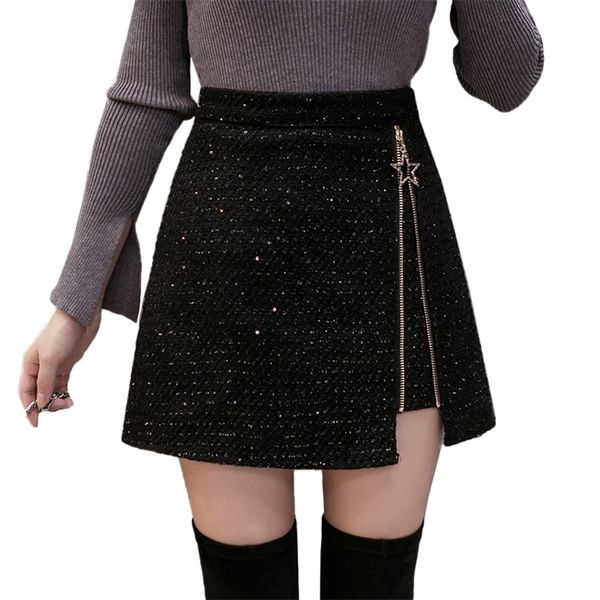 skirts high waist a line zipper slit mini skirt fashion sequin women's woolen tweed shorts winter black y2k e girl s 220912
skirts high waist a line zipper slit mini skirt fashion sequin women's woolen tweed shorts winter black y2k e girl s 220912