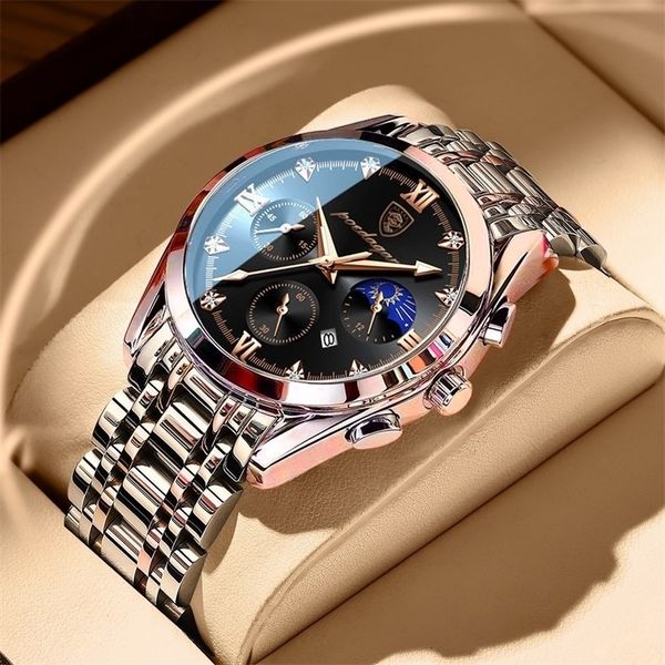 wristwatches poedagar men watch sport chronograph fashion date quartz wristwatch swiss brand luxury waterproof luminous steel band watch 220, Slivery;brown
wristwatches poedagar men watch sport chronograph fashion date quartz wristwatch swiss brand luxury waterproof luminous steel band watch 220, Slivery;brown