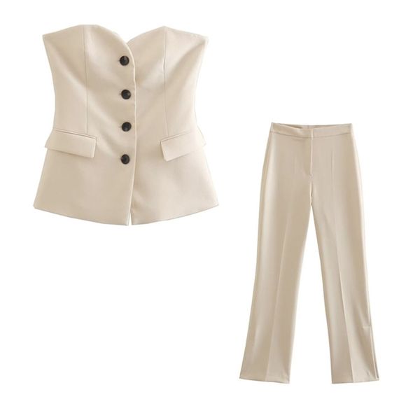 women's two piece pants traf women fashion front buttons bustier waistcoat and high waist zipper fly split hems trousers female two pie, White
women's two piece pants traf women fashion front buttons bustier waistcoat and high waist zipper fly split hems trousers female two pie, White