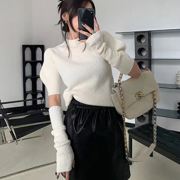 women's knits tees korean style knitted sweater with detachable sleeves women casual y2k crop puff sleeve pullovers office lady jersey, White
women's knits tees korean style knitted sweater with detachable sleeves women casual y2k crop puff sleeve pullovers office lady jersey, White