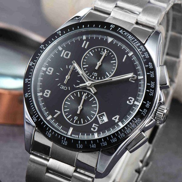 2022 fashion men's watch quartz chronograph circular bezel displays calendar folded steel band, Slivery;brown
2022 fashion men's watch quartz chronograph circular bezel displays calendar folded steel band, Slivery;brown
