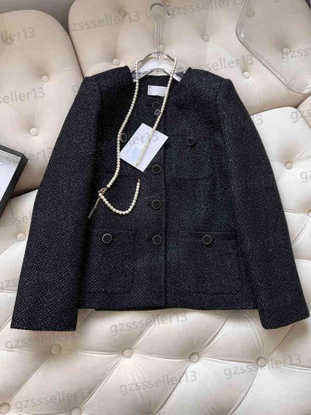womens jacket fashion camellia silk lining tweed jackets round neck button cardigan autumn coat designer women clothing, Black;brown
womens jacket fashion camellia silk lining tweed jackets round neck button cardigan autumn coat designer women clothing, Black;brown
