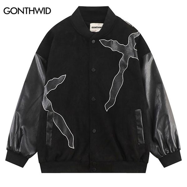 men's jackets baseball bomber jacket streetwear hip hop embroidery patchwork leather varsity jackets harajuku men women casual college, Black;brown
men's jackets baseball bomber jacket streetwear hip hop embroidery patchwork leather varsity jackets harajuku men women casual college, Black;brown