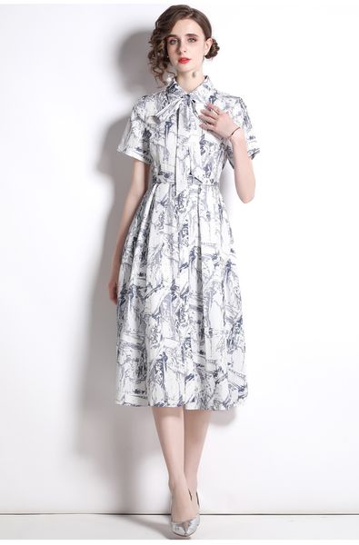 french retro printing shirt dress women's bow tie turn down neck short sleeve single breasted vintage dress with belt 2023, Black;gray
french retro printing shirt dress women's bow tie turn down neck short sleeve single breasted vintage dress with belt 2023, Black;gray