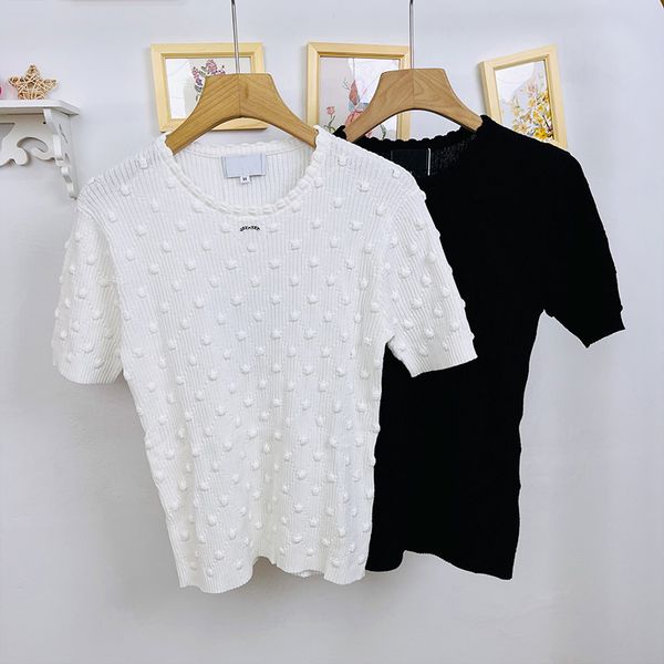 902 2022 milan runway autumn sweater black short sleeve crew neck fashion clothes womens xue, White;black
902 2022 milan runway autumn sweater black short sleeve crew neck fashion clothes womens xue, White;black
