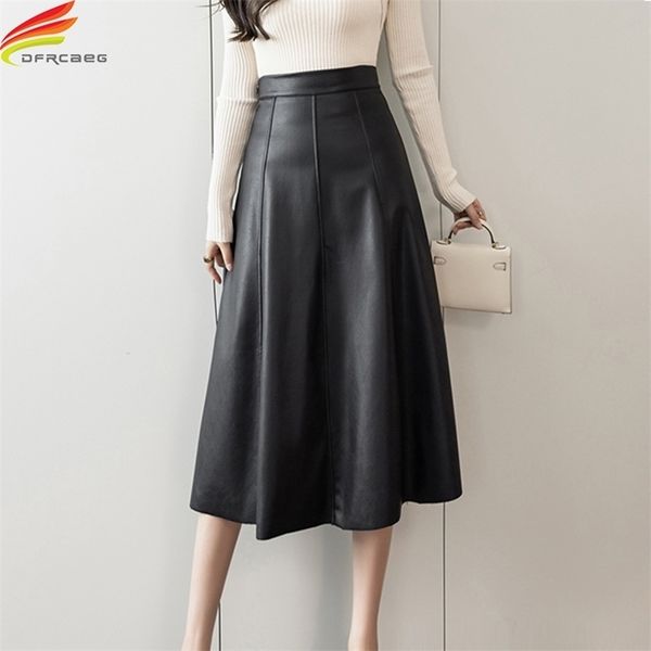 skirts autumn winter long pu leather women korean fashion patchwork high waist a line black khaki beige jupe femme 220912
skirts autumn winter long pu leather women korean fashion patchwork high waist a line black khaki beige jupe femme 220912