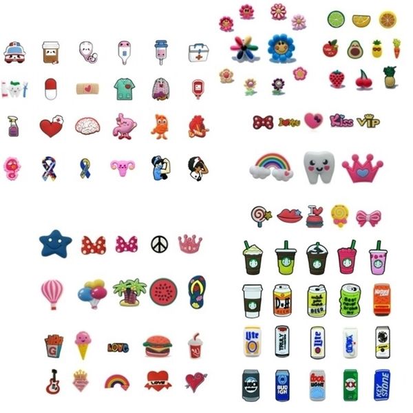 shoe parts accessories 100pcs nurse pvc charms animal unicorn dinosaur clog crystal flower rainbow garden sandal decorations 220909, White;pink
shoe parts accessories 100pcs nurse pvc charms animal unicorn dinosaur clog crystal flower rainbow garden sandal decorations 220909, White;pink