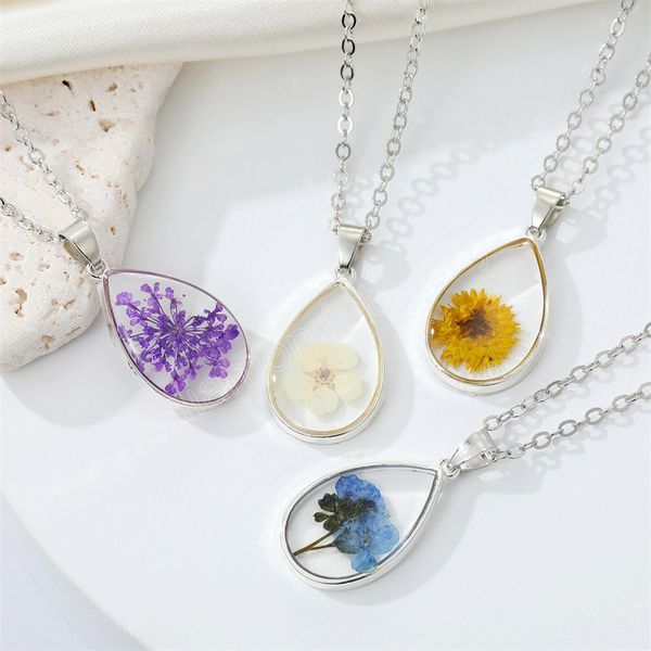 artificial dried flower plant necklaces pendant clavicle chain water drop flower necklace for women wedding party, Silver
artificial dried flower plant necklaces pendant clavicle chain water drop flower necklace for women wedding party, Silver