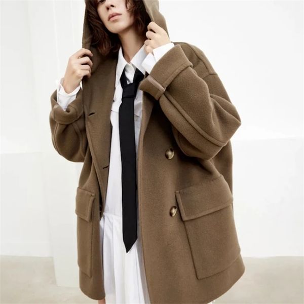 womens wool blends women vintage hooded coat large pockets double breasted allmatch cardigan fashion lady reversible woolen jacket 220912, Black
womens wool blends women vintage hooded coat large pockets double breasted allmatch cardigan fashion lady reversible woolen jacket 220912, Black