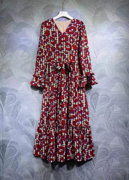 high-quality autumn runway style printed v-neck long-sleeve dress, Black;pink
high-quality autumn runway style printed v-neck long-sleeve dress, Black;pink
