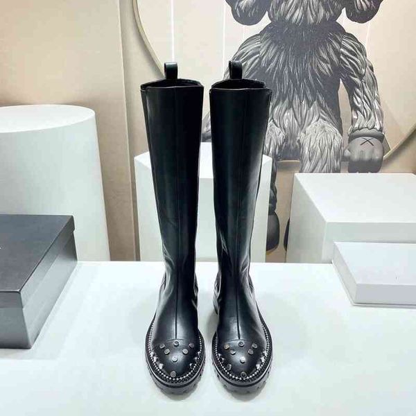 boots knee length boots women's spring and autumn riveted thick heel long tube knight round head leather high single, Black
boots knee length boots women's spring and autumn riveted thick heel long tube knight round head leather high single, Black