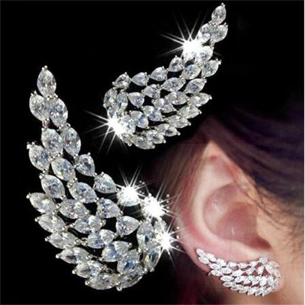 stud wing earrings for women aaa white cubic zirconia brilliant female accessories party statement jewelry gift, Golden;silver
stud wing earrings for women aaa white cubic zirconia brilliant female accessories party statement jewelry gift, Golden;silver