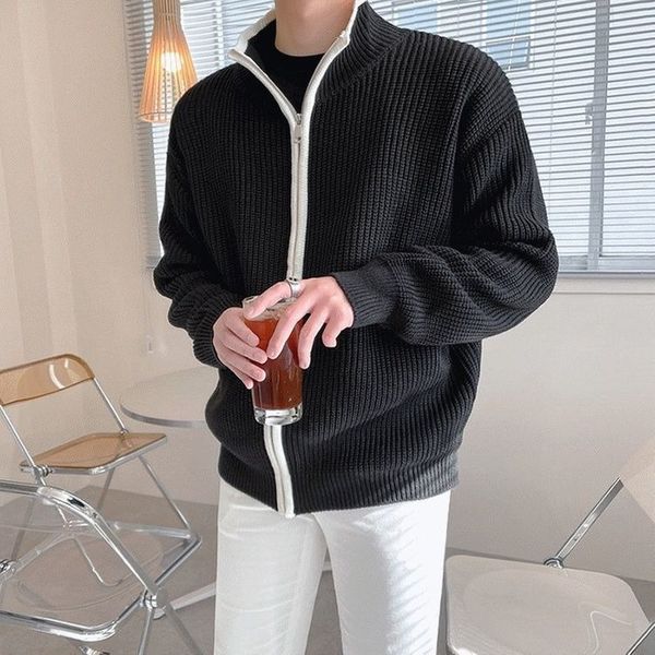 men s sweaters men knitted casual coat korea fashion slim fit streetwear cardigan korean clothes solid color spring autumn 220912, White;black
men s sweaters men knitted casual coat korea fashion slim fit streetwear cardigan korean clothes solid color spring autumn 220912, White;black
