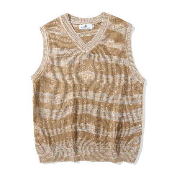 men s sweaters houzhou vintage vest knitted sweater sleeveless men retro v neck pullover khaki japanese streetwear harajuku 220912, White;black 
men s sweaters houzhou vintage vest knitted sweater sleeveless men retro v neck pullover khaki japanese streetwear harajuku 220912, White;black