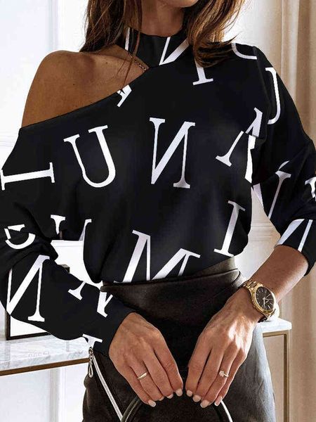 women's women elegant fashion long sleeve blouses could shoulder letter casual blouse t220825, White
women's women elegant fashion long sleeve blouses could shoulder letter casual blouse t220825, White