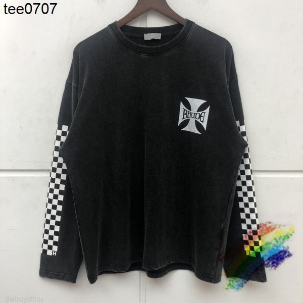 2021fw personality trend tee t-shirt men women vintage long sleeve t shirt checkered cross printing tee, White;black
2021fw personality trend tee t-shirt men women vintage long sleeve t shirt checkered cross printing tee, White;black