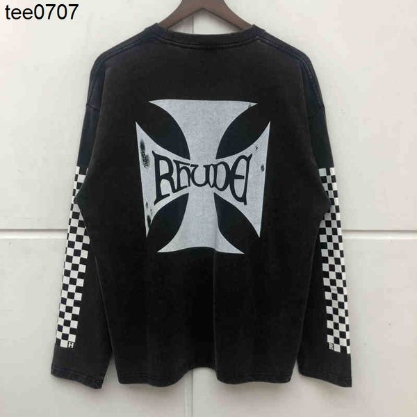 rhude t-shirt designer designe hoodies men women vintage long sleeve t shirt checkered cross printing tee high-quality, Black
rhude t-shirt designer designe hoodies men women vintage long sleeve t shirt checkered cross printing tee high-quality, Black
