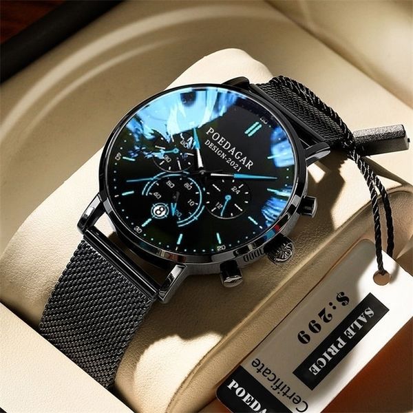 wristwatches poedagar men watch fashion chronograph slim stainless steel mesh quartz mens wristwatch waterproof luminous date sport watch 22, Slivery;brown
wristwatches poedagar men watch fashion chronograph slim stainless steel mesh quartz mens wristwatch waterproof luminous date sport watch 22, Slivery;brown