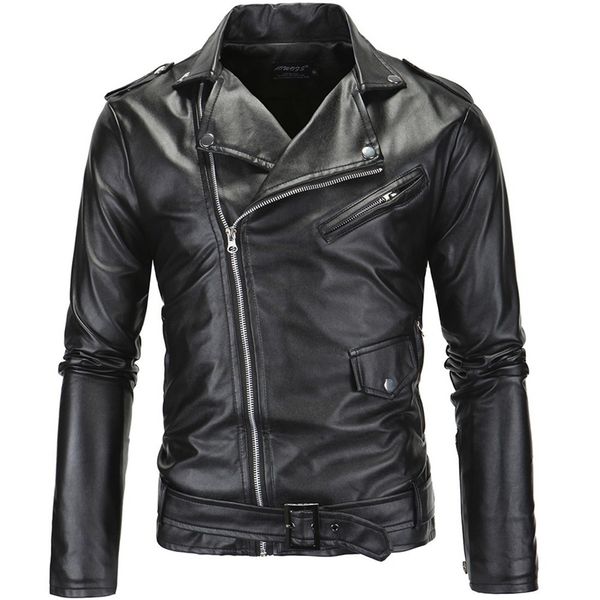 men's leather faux mens jackets black white casual lapel slim fit diagonal zipper motorcycle pu jacket coat clothing 220912
men's leather faux mens jackets black white casual lapel slim fit diagonal zipper motorcycle pu jacket coat clothing 220912