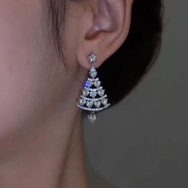 rhinestone crystal christmas tree earrings charm for women bridal 925 silver drop dangling earrings party wedding jewelry gifts, Golden 
rhinestone crystal christmas tree earrings charm for women bridal 925 silver drop dangling earrings party wedding jewelry gifts, Golden