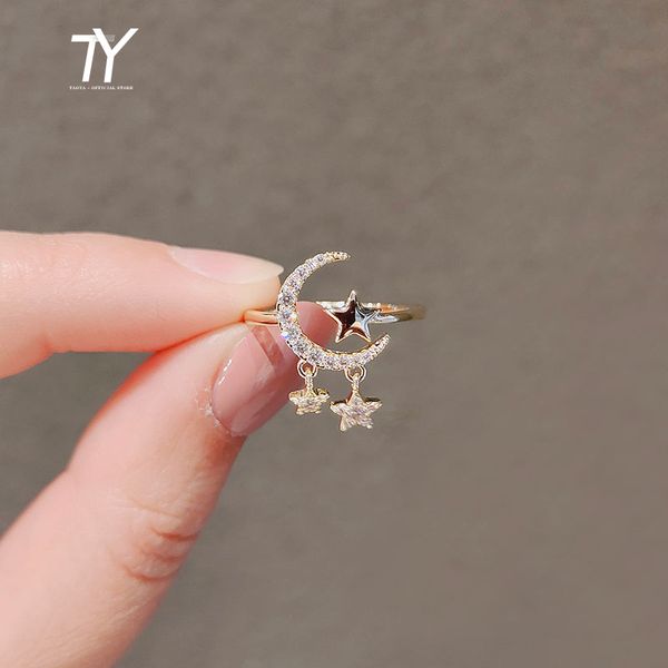 classic luxury zircon star moon gold colour open rings for womans 2022 new korean design fashion jewelry party girl's ring, Silver
classic luxury zircon star moon gold colour open rings for womans 2022 new korean design fashion jewelry party girl's ring, Silver