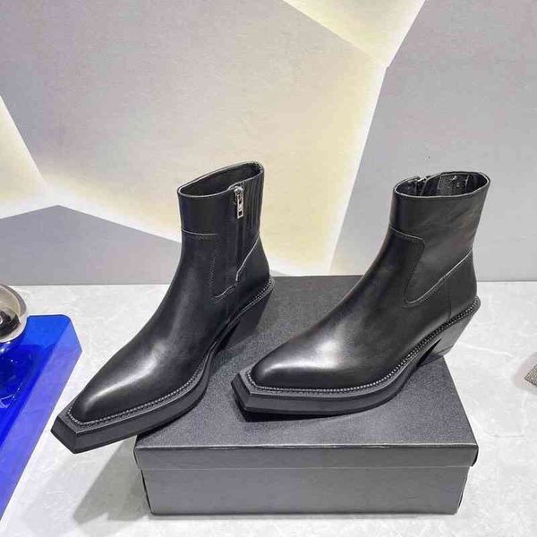 european short boots square toe wedge heel medium boots leather thick chelsea martin children 9gdc, Black
european short boots square toe wedge heel medium boots leather thick chelsea martin children 9gdc, Black