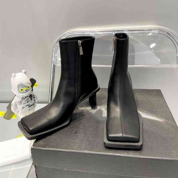 european short boots boots women's early autumn cowhide square head high heel side zip shaped 5sft, Black
european short boots boots women's early autumn cowhide square head high heel side zip shaped 5sft, Black